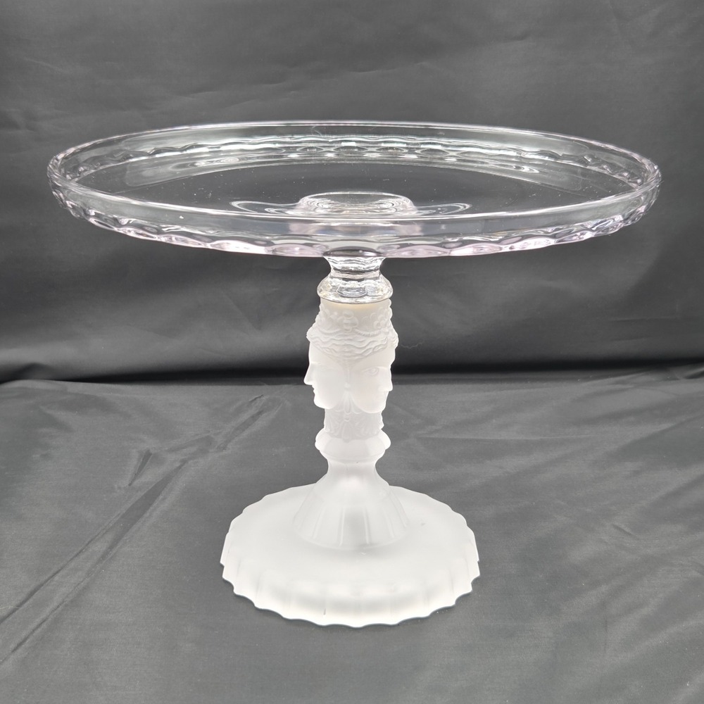 Authentic Antique Duncan Miller 3 Faces Glass Cake Stand circa 1890s GLOWS